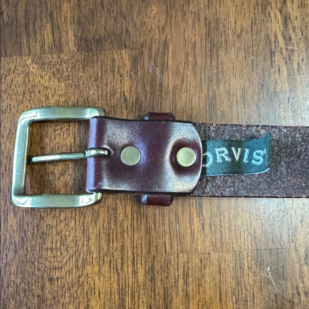 Orvis Men’s Brown Leather Belt with Brass Buckle – Size 34 - Picture 5 of 10